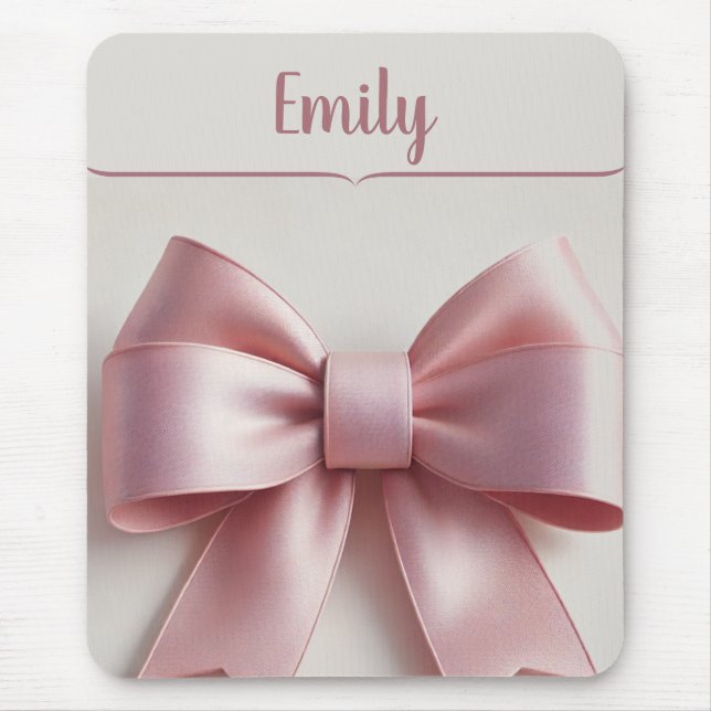 Personlig Rosa Bow Mousepad - Cute & Elegant Musmatta (Framsidan)