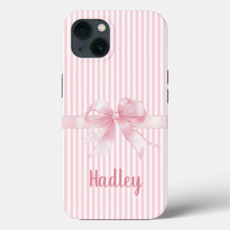Personlig Rosa Bow Stripe iphone case | Anpassning