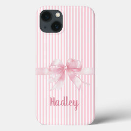 Personlig Rosa Bow Stripe iphone case | Anpassning