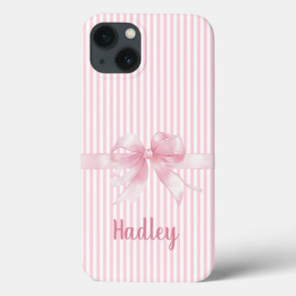 Personlig Rosa Bow Stripe iphone case | Anpassning