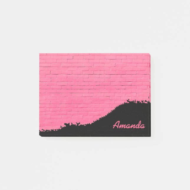 Personlig Rosa Brick Mönster Post-it Block (Framsida)