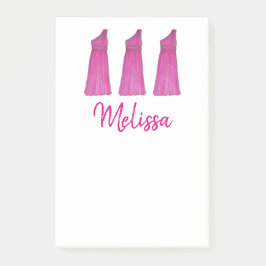Personlig Rosa Bridesmaid Dress Bröllopsfest Post-it Block