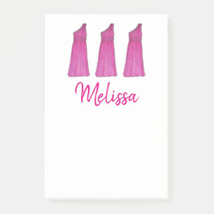 Personlig Rosa Bridesmaid Dress Bröllopsfest Post-it Block