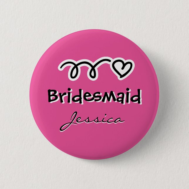 Personlig rosa bridesmaid-knappar knapp (Framsida)