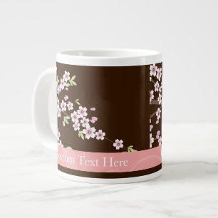 Personlig Rosa/Brown Dogwood Blommar Jumbo Mugg