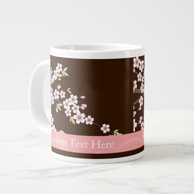 Personlig Rosa/Brown Dogwood Blommar Jumbo Mugg (Framsida vänster)