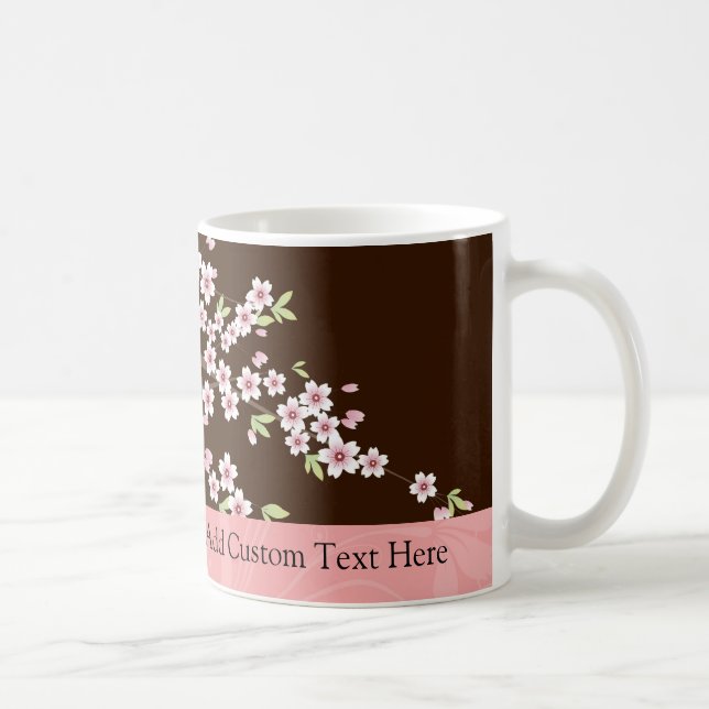 Personlig Rosa/Brown Dogwood Blommar Kaffemugg (Höger)