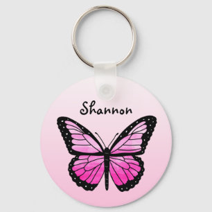 Personlig Rosa Butterfly Keychain Nyckelring