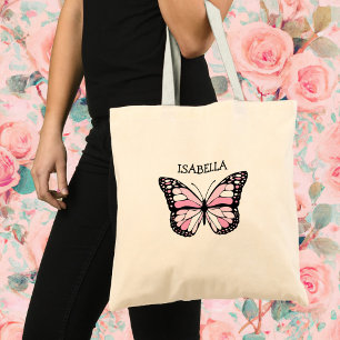 Personlig Rosa Butterfly Tygkasse