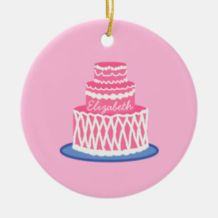 Personlig Rosa Cake Julgransprydnad Keramik