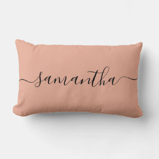 Personlig Rosa Calligraphy Namn Lumbarkudde