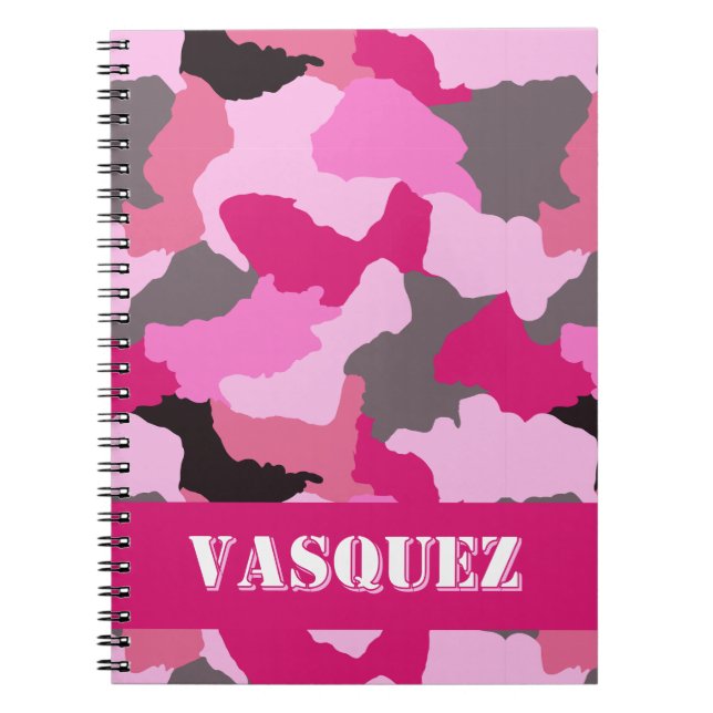Personlig Rosa Camo Journal Anteckningsbok (Framsidan)