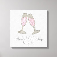 Personlig Rosa Champagne Bröllop Gift Wall Art