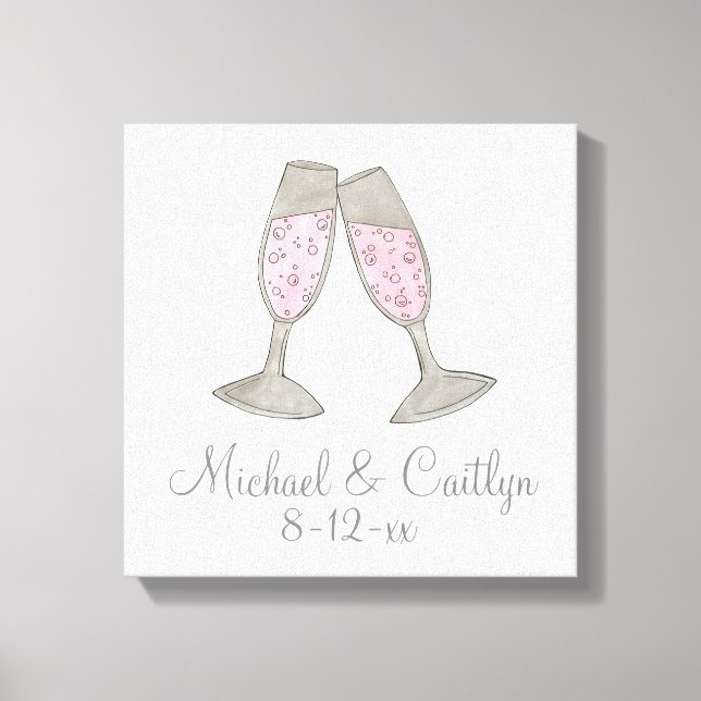 Personlig Rosa Champagne Bröllop Gift Wall Art Canvastryck (Framsida)
