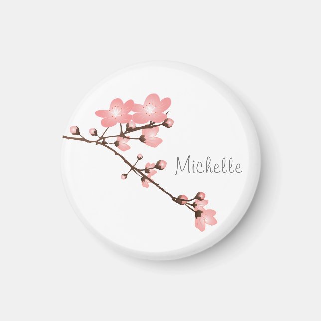 Personlig Rosa Cherry Blommar 2 " Square Magnet (Framsidan)