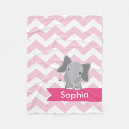 Personlig Rosa Chevron Elephant Fleece Blanket