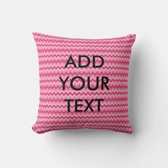 Personlig Rosa Chevron Pillow Kudde (Framsida)