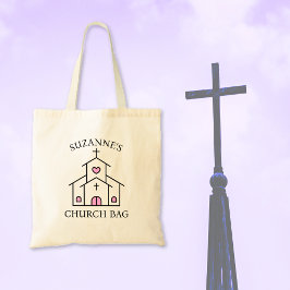 Personlig Rosa Church Bag, Heart Kor Tygkasse