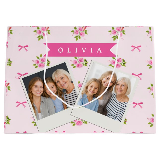 Personlig Rosa Coquette Flickaktig Båge Blommig Na (Framsidan)