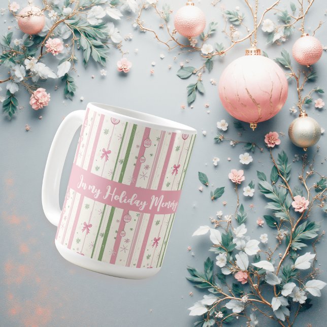 Personlig Rosa Coquette Högtidsperiod Kaffemugg (🎀 Sweet pastel holiday mug — pink bows, cozy charm & festive flair!)