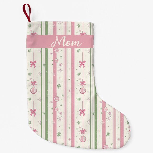 Personlig Rosa Coquette Mamma Liten Julstrumpa (Framsidan)