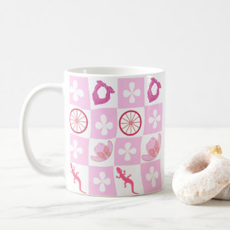 Personlig Rosa Cowgirl Checkat med blomma Kaffemugg