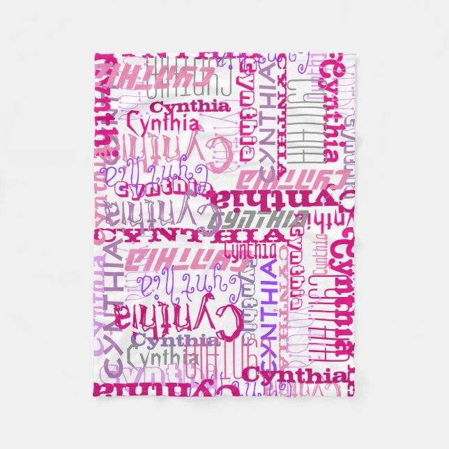 Personlig Rosa Custom Name Collage Girl's Fleecefilt (Framsidan)