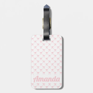 Personlig Rosa Cute Coquette Bow Mönster Bagagebricka