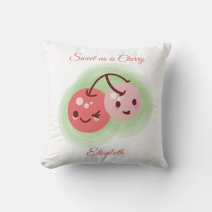 Personlig Rosa Cute Pair of Cherries Kudde