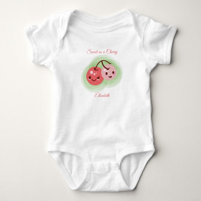 Personlig Rosa Cute Pair of Cherries T Shirt (Framsida)