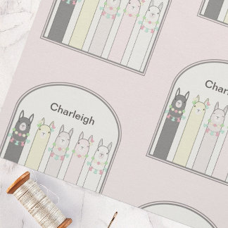 Personlig Rosa Cute Retro Colorful Llama Animal Tyg