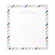 Personlig Rosa Cute Stripe-Anteckningsblock