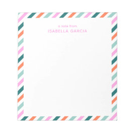 Personlig Rosa Cute Stripe-Anteckningsblock Anteckningsblock