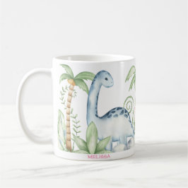 Personlig Rosa Cute Triceratops Dinosaur Kaffemugg