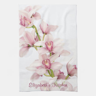 Personlig Rosa Cymbidium Orchid Kitchen Towel Kökshandduk