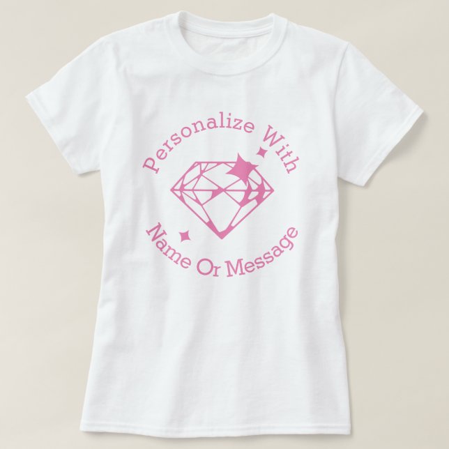PERSONLIG Rosa Diamond Graphic T Shirt (Design framsida)