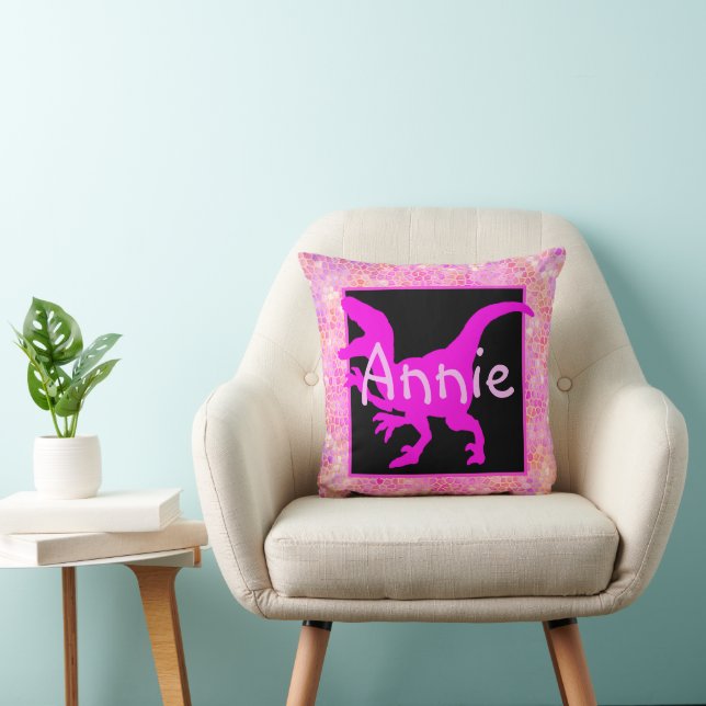 Personlig Rosa Dinosaur Gömmer Kudde (Stol)