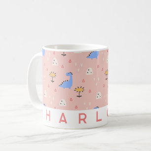 Personlig Rosa Dinosaur Mugg Anpassat namn för C