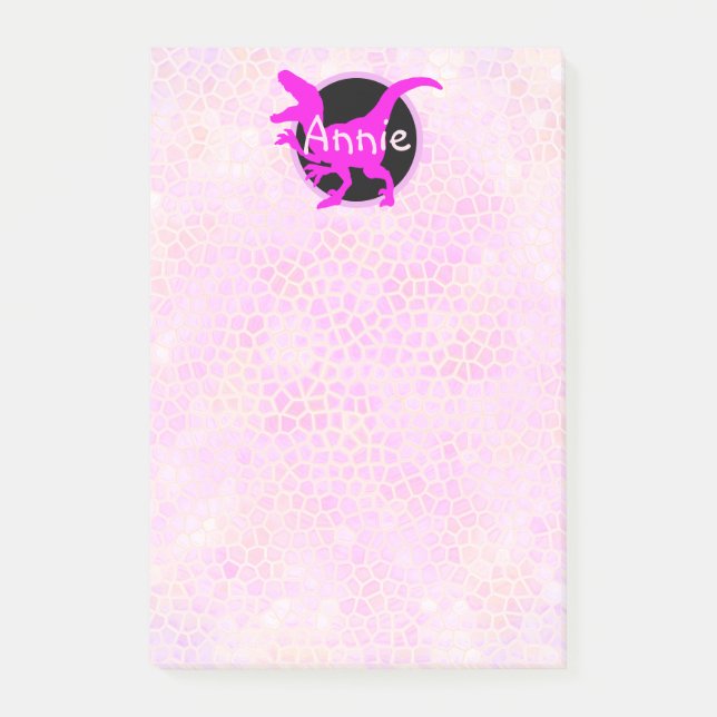 Personlig rosa dinosaurie  post-it block (Framsida)