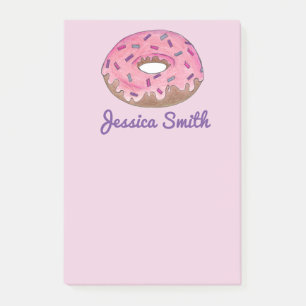 Personlig Rosa Donut Doughnut Sprinkles Foodie Post-it Block