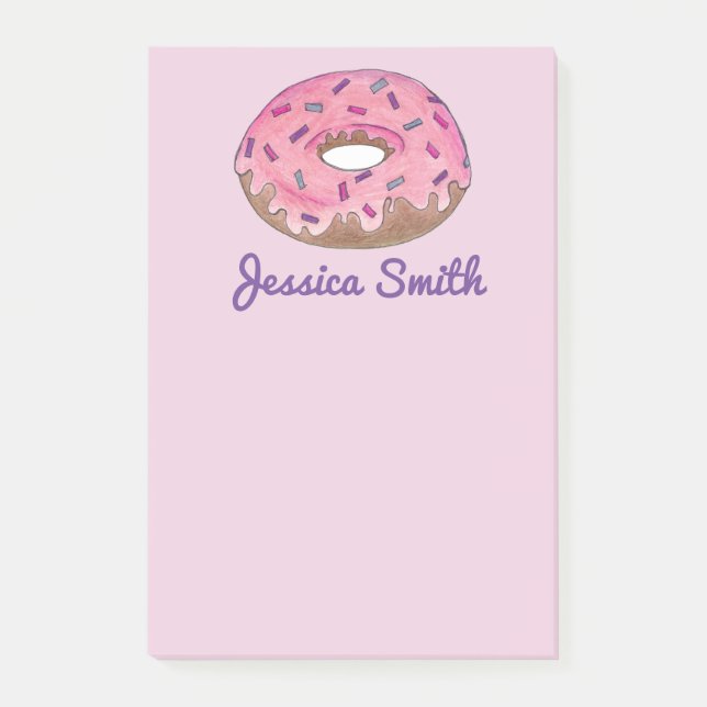 Personlig Rosa Donut Doughnut Sprinkles Foodie Post-it Block (Framsida)