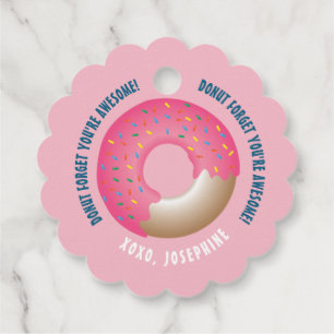 Personlig Rosa Donut Gift- Märkre med söt Rem Gåvor Etiketter