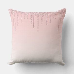 Personlig Rosa Dripping Glitter Kudde