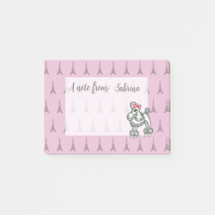 Personlig rosa Eiffeltorn Pudel Anteckningsblock Post-it Block
