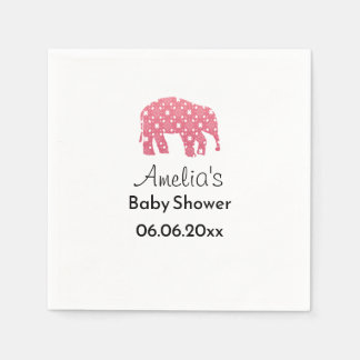 Personlig Rosa Elefant Bebisdopp Pappersservett
