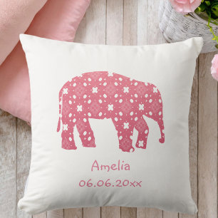 Personlig Rosa Elephant Baby Kudde