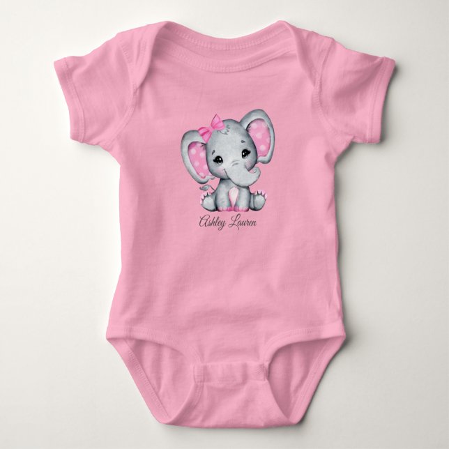 Personlig Rosa Elephant T Shirt (Framsida)