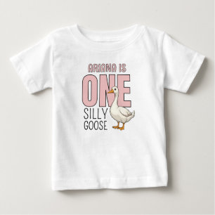 Personlig Rosa En Dumma Gås Första Födelsedag T Shirt