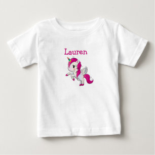 Personlig rosa enhörning flicknamn skjorta t shirt