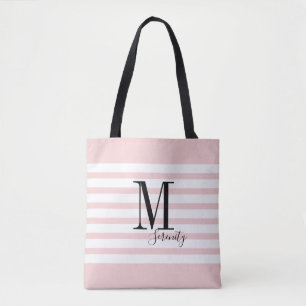 Personlig rosa enkelt namn och monogram tygkasse